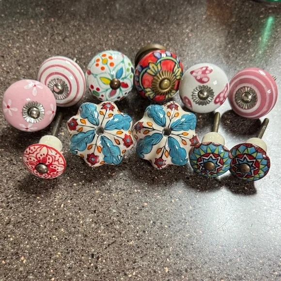 11 Colorful Ceramic Drawer Knobs Set - Picture 3 of 12